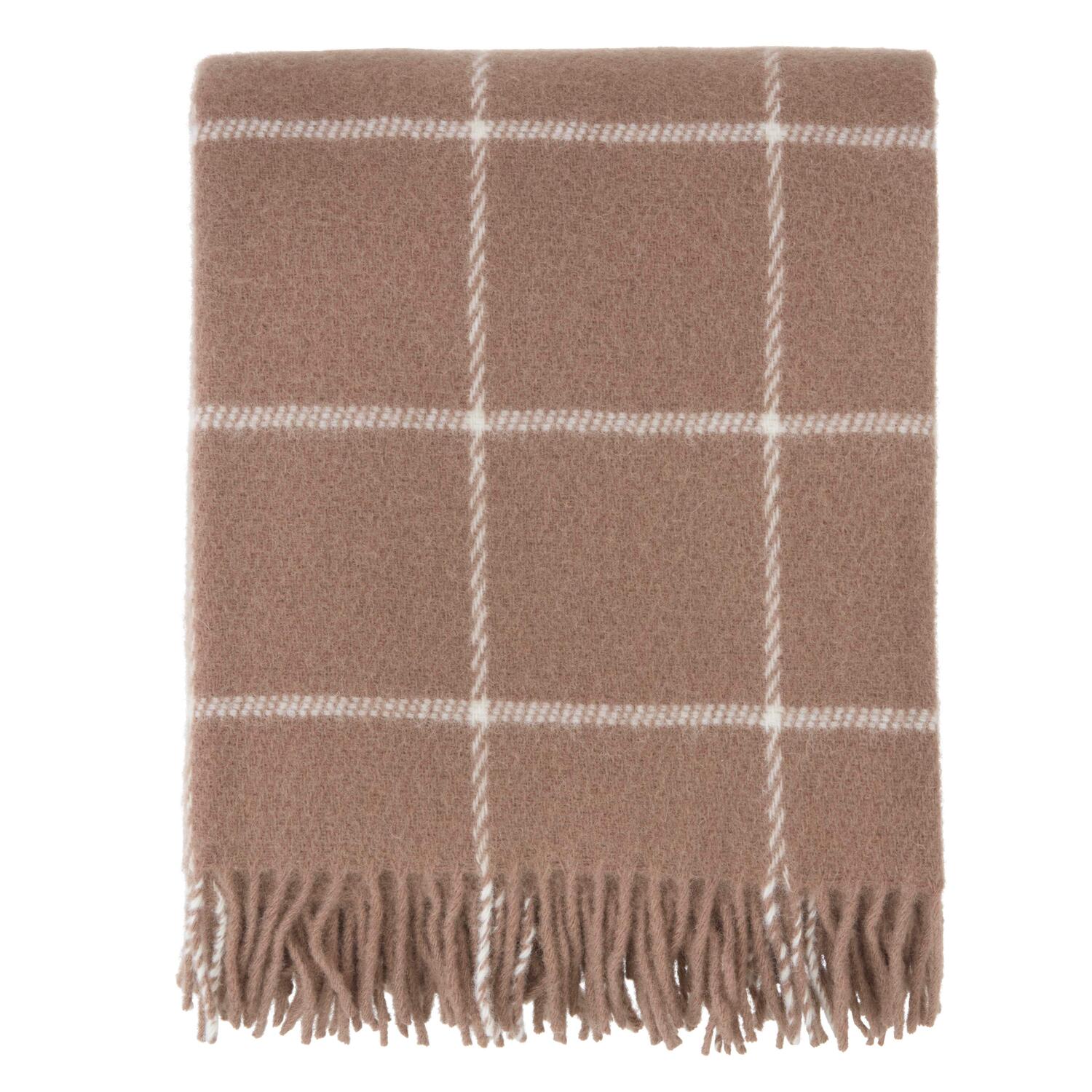 Klara uldtæppe, brun ternet - 130x180 cm.